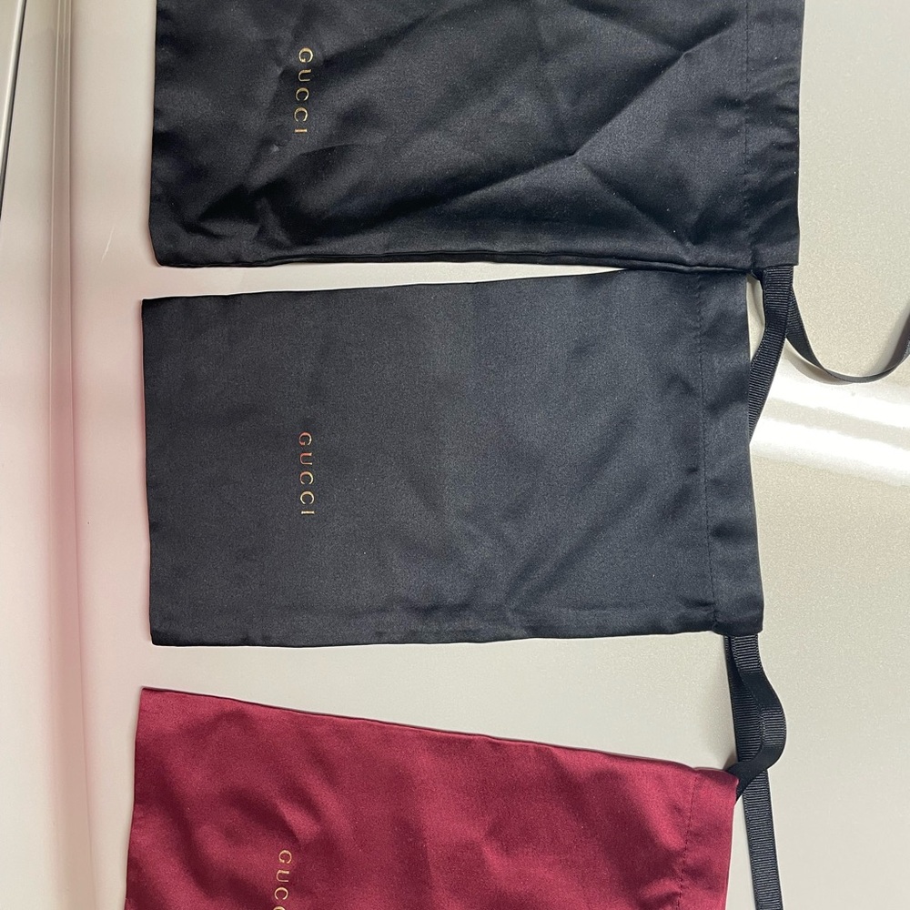 3 Gucci Sunglasses dust Pouches - 2 Black and 1 Burgundy